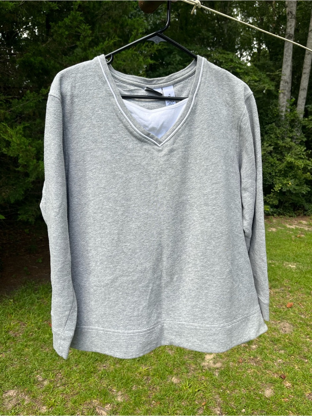 Kim Rogers Light Gray V-Neck Women's Sweatshirt